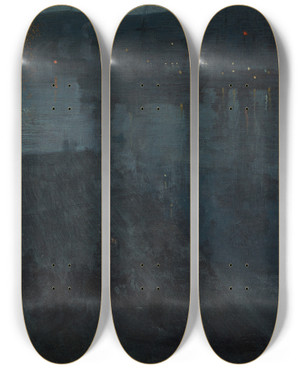 Triptych art skateboard deck of James Abbott Mcneill Whistler Nocturne In Blue And Gold Valparaiso by James Abbott Mcneill Whistler (1834-1903)