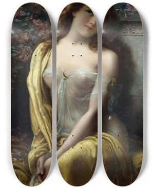Triptych art skateboard deck of Emile Vernon Starlight by Emile Vernon (1872-1920)