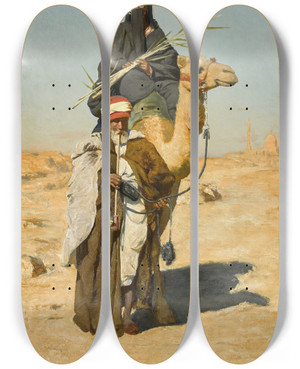 Triptych art skateboard deck of Rudolf Swoboda The Trusted Guide by Rudolf Swoboda (1859-1914)