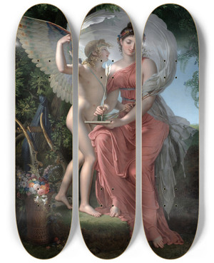 Triptych art skateboard deck of Charles Meynier Erato Muse Of Lyrical Poetry by Charles Meynier (1768-1832)
