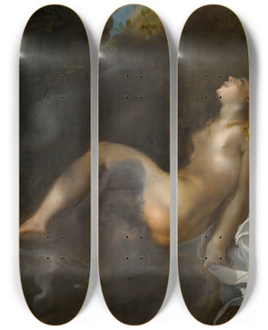 Triptych art skateboard deck of Matthus Gundelach Jupiter And Io by Matthaus Gundelach (1566-1653)