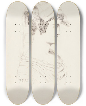 Triptych art skateboard deck of Helene Schjerfbeck Naisen Profiili by Helene Schjerfbeck (1862-1946)