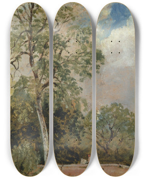 Triptych art skateboard deck of Frederick Waters Watts At South Mickleham by Frederick Waters Watts (1800-1870)