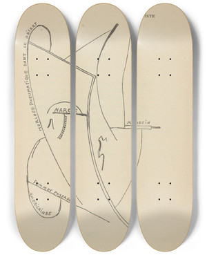 Triptych art skateboard deck of Francis Picabia Goiste by Francis Picabia (1879-1953)
