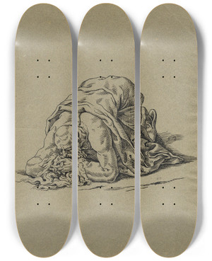 Triptych art skateboard deck of David Humbert De Superville Knielende Tobit by David Humbert De Superville (1770-1849)