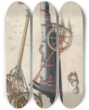Triptych art skateboard deck of Jorg Kolderer Maximiliani Konig Zeughauss Pl33 by Jorg Kolderer (1465-1540)