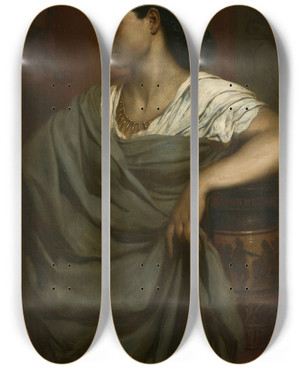 Triptych art skateboard deck of Ferdinand Keller Portrait Of Nanna Risi by Ferdinand Keller (1842-1922)