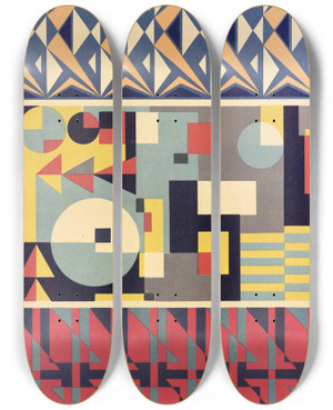 Triptych art skateboard deck of Mizuki Heitaro Abstract Pattern Portfolio Pl10 by Mizuki Heitaro (20-)