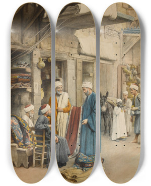 Triptych art skateboard deck of Filippo Bartolini The Carpet Seller_2 by Filippo Bartolini (1861-1908) Triptych art skateboard deck of Filippo Bartolini The Carpet Seller_2 by Filippo Bartolini (1861-1908)