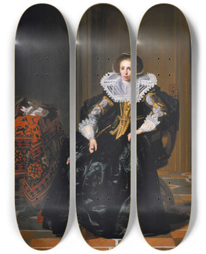 Triptych art skateboard deck of Thomas De Keyser Portrait Of A Lady_2 by Thomas de Keyser (1596-1667)