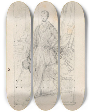 Triptych art skateboard deck of Nicaise De Keyser Portrait Of A Man_20 by Nicaise De Keyser (1813-1887)