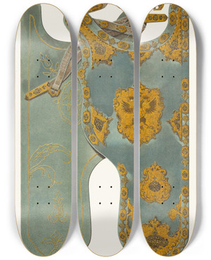 Triptych art skateboard deck of Fedor Grigoryevich Solntsev Naluchie by Fedor Grigoryevich Solntsev (1801-1892)