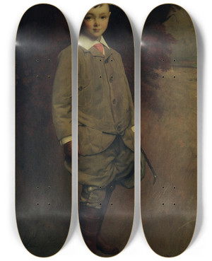 Triptych art skateboard deck of George De Forest Brush Alan Harriman by George De Forest Brush (1855-1941)