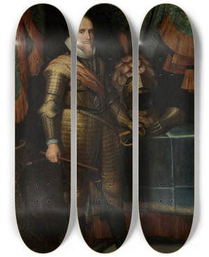 Triptych art skateboard deck of Michiel Jansz Van Mierevelt Maurits Prince Of Orange 15671625 by Michiel Jansz Van Mierevelt (1566-1641)
