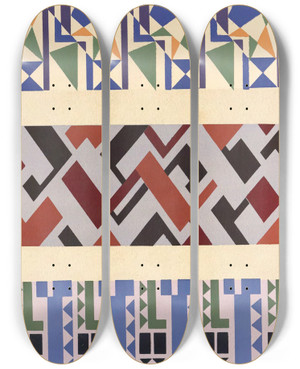 Triptych art skateboard deck of Mizuki Heitaro Abstract Pattern Portfolio Pl06 by Mizuki Heitaro (20-)