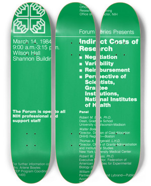 Triptych art skateboard deck of National Institutes Of Health Indirect Costs Of Research by National Institutes Of Health (1887)