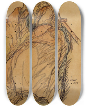 Triptych art skateboard deck of Isidre Nonell Bad Business by Isidre Nonell (1872-1911)