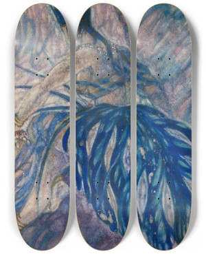 Triptych art skateboard deck of Pavel Tchelitchew Costumedfigure by Pavel Tchelitchew (1898-1957)