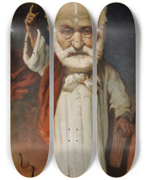 Triptych art skateboard deck of Andr Gill Victor Hugo by Andre Gill (1840-1885)