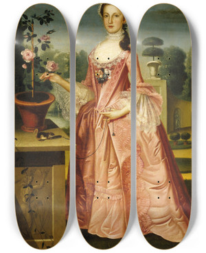 Triptych art skateboard deck of William Williams Deborah Hall by William Williams (1727-1791)