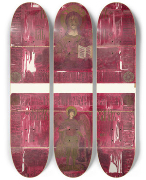 Triptych art skateboard deck of Fedor Grigoryevich Solntsev Shapka Tsarstva Kazanskogo Izobrazhenie 1 by Fedor Grigoryevich Solntsev (1801-1892)