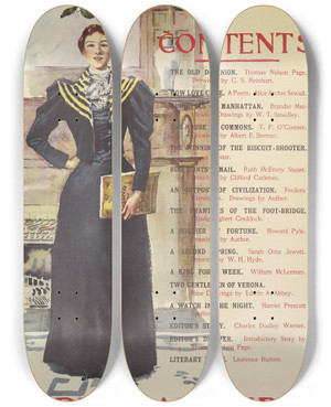 Triptych art skateboard deck of Edward Penfield Harpers Christmas Number_2 by Edward Penfield (1866-1925) Triptych art skateboard deck of Edward Penfield Harpers Christmas Number_2 by Edward Penfield (1866-1925)
