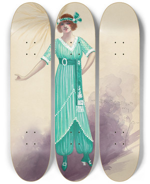 Triptych art skateboard deck of Will R Barnes Act Iibossy by Will R Barnes (1939)