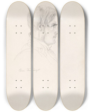 Triptych art skateboard deck of Adolph Tidemand Even Fanbjerget_1 by Adolph Tidemand (1814-1876)