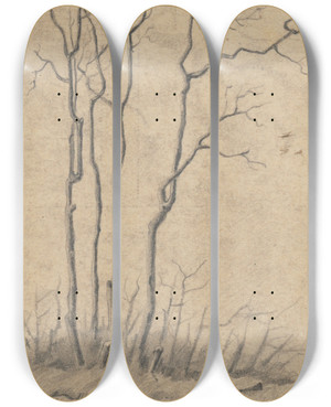Triptych art skateboard deck of Zolo Palugyay Tdia Stromov_2 by Zolo Palugyay (1898-1935)