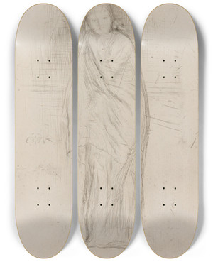 Triptych art skateboard deck of James Abbott Mcneill Whistler Draped Model_1 by James Abbott Mcneill Whistler (1834-1903)