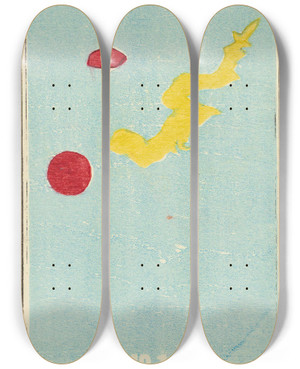 Triptych art skateboard deck of Jinta Hirayama Illustrated Catalogue Of Daylight Bomb Shells No 16 by Jinta Hirayama (19-)