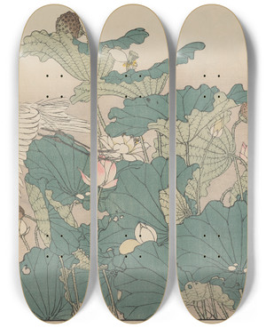 Triptych art skateboard deck of Imao Keinen Keinen Kach Gafu Pl100 by Imao Keinen (1845-1924)