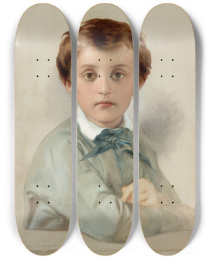 Triptych art skateboard deck of Paul Delaroche Portrait Of Philippegrgoire Delaroche The Artists Youngerson by Paul Delaroche (1797-1856)