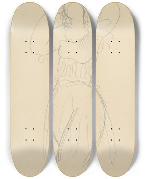 Triptych art skateboard deck of Mikul Galanda Tanenica by Mikulas Galanda (1895-1938)