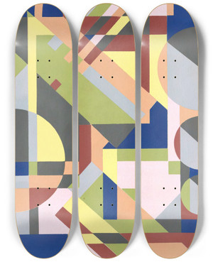 Triptych art skateboard deck of Mizuki Heitaro Abstract Pattern Portfolio Pl26 by Mizuki Heitaro (20-)