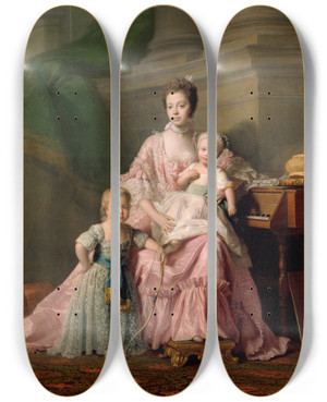 Triptych art skateboard deck of Allan Ramsay Queen Charlotte With Her Two Eldest Sons by Allan Ramsay (1713-1784) Triptych art skateboard deck of Allan Ramsay Queen Charlotte With Her Two Eldest Sons by Allan Ramsay (1713-1784)