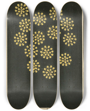 Triptych art skateboard deck of Jinta Hirayama Night Fireworks No 44 by Jinta Hirayama (19-)