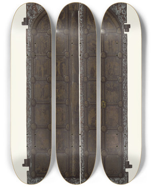 Triptych art skateboard deck of Fedor Grigoryevich Solntsev Mednyia Vrata Sdelannyia Po Poveleniiu Vasiliia Arkhiepiskopa Novgorodskago V 1336 Godu by Fedor Grigoryevich Solntsev (1801-1892)