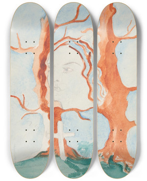 Triptych art skateboard deck of Marian Kopf Zjawa by Marian Kopf (1926-2019)