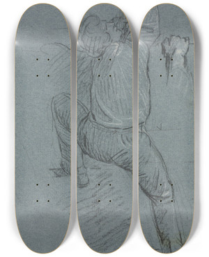 Triptych art skateboard deck of John Singleton Copley The Siege Of Gibraltar by John Singleton Copley (1738-1815)