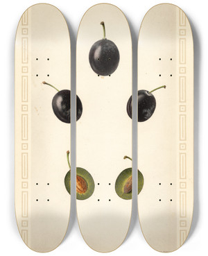 Triptych art skateboard deck of Royal Charles Steadman Prunus Domestica Mackinan by Royal Charles Steadman (1875-1964)