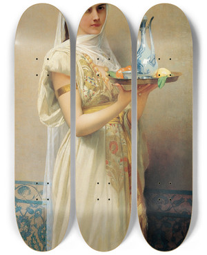 Triptych art skateboard deck of Jules Joseph Lefebvre Servant by Jules Joseph Lefebvre (1836-1911)