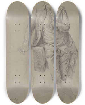 Triptych art skateboard deck of John Singleton Copley A Gentleman by John Singleton Copley (1738-1815)
