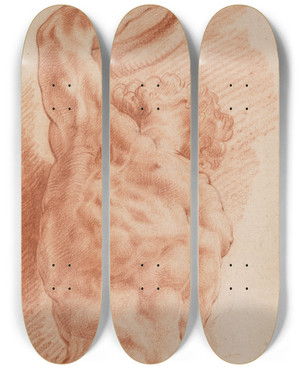 Triptych art skateboard deck of Willem Panneels Laocoon Laocoons Torso Seen From Below From The Right by Willem Panneels (1600-1634)
