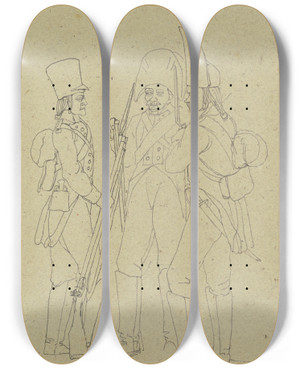 Triptych art skateboard deck of Franz Pforr Russian Infantry by Franz Pforr (1788-1812)