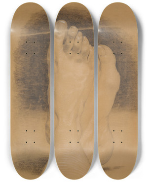 Triptych art skateboard deck of Julie Wilhelmine Hagenschwarz Feet by Julie Wilhelmine Hagen-Schwarz (1824-1902)