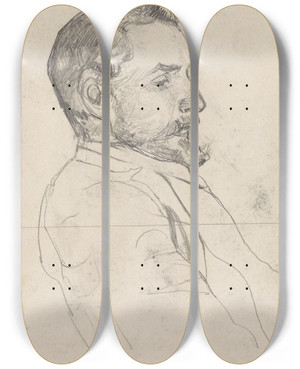 Triptych art skateboard deck of Christian Krohg Nils Collett Vogt by Christian Krohg (1852-1925)