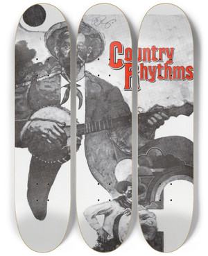 Triptych art skateboard deck of Us Information Agency Country Rhythms by U S Information Agency (1953-1999)