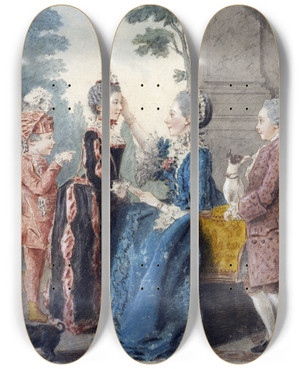 Triptych art skateboard deck of Louis Carrogis Carmontelle Mme De Roncherolles Et Ses Trois Enfants by Louis Carrogis Carmontelle (1717-1806) Triptych art skateboard deck of Louis Carrogis Carmontelle Mme De Roncherolles Et Ses Trois Enfants by Louis Carrogis Carmontelle (1717-1806)