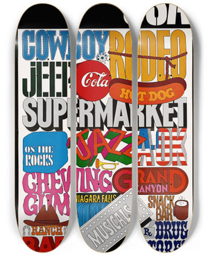 Triptych art skateboard deck of Us Information Agency Usa by U S Information Agency (1953-1999) Triptych art skateboard deck of Us Information Agency Usa by U S Information Agency (1953-1999)